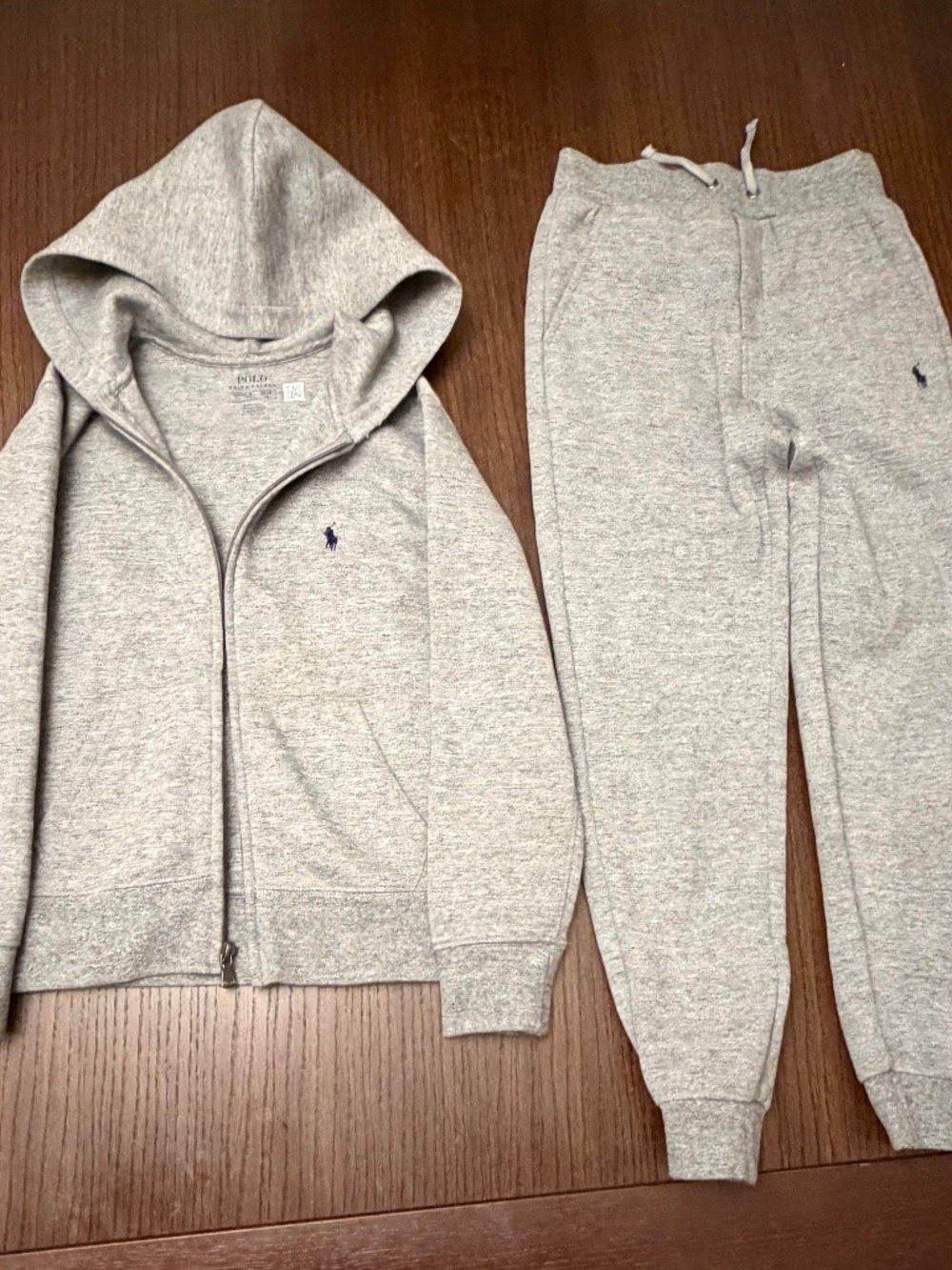 Polo Ralph Lauren Boys Gray Hoodie Jogger Sweat Suit Set Size 8